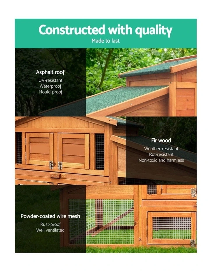 i.Pet Chicken Coop Rabbit Hutch 169cm x 52cm x 72cm Large House Outdoor Wooden Run Cage image 5