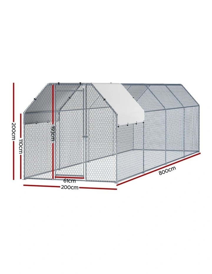 i.Pet Chicken Coop Cage Run Rabbit Hutch Large Walk In Hen House Cover 2mx8mx2m image 4