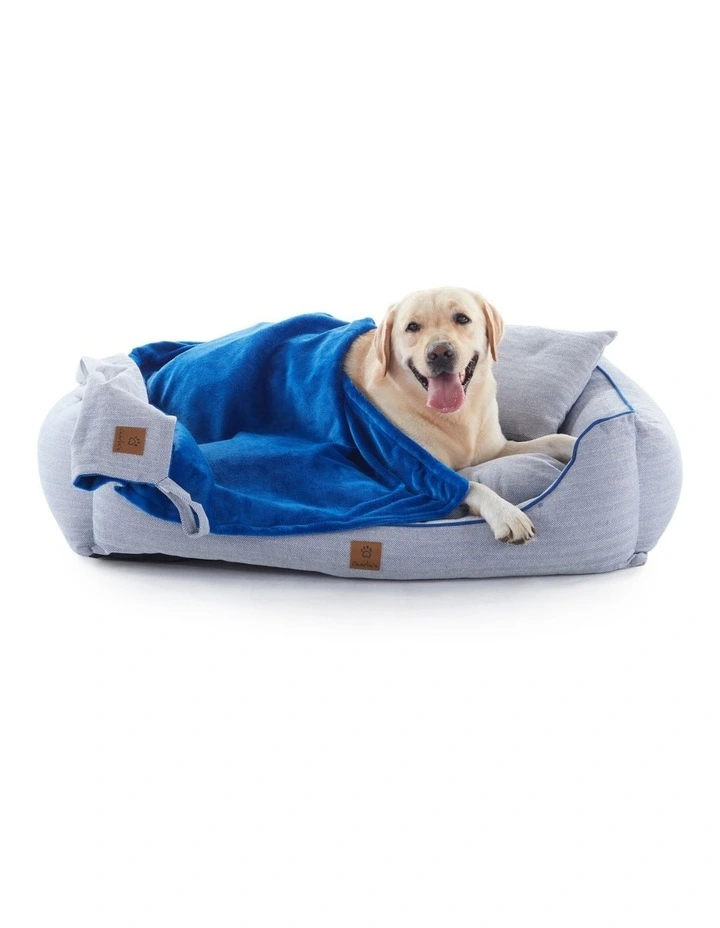 Charlie's Hampton Herringbone 3pc Dog Bed in Blue image 3