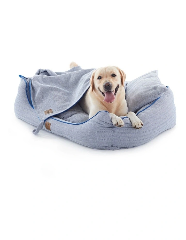 Charlie's Hampton Herringbone 3pc Dog Bed in Blue image 4