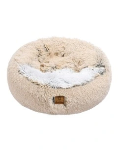 Charlie's Snookie Hooded Faux Fur Calming Dog Bed in Cream