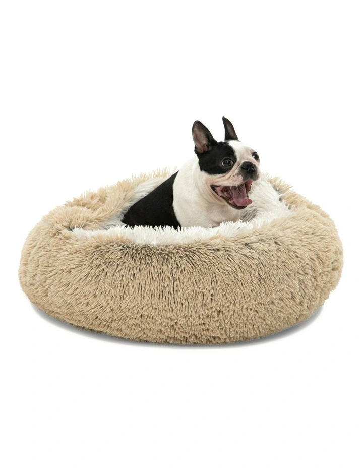 Charlie's Snookie Hooded Faux Fur Calming Dog Bed in Cream image 2