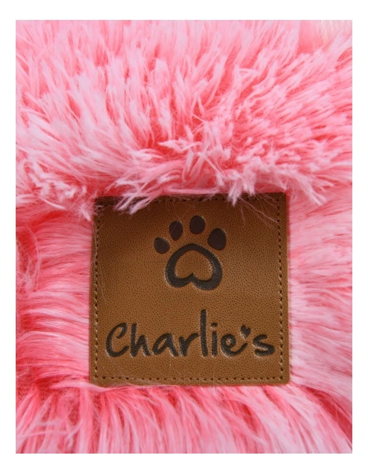 Charlie's Snookie Hooded Faux Fur Calming Dog Bed in Ombre Pink image 4