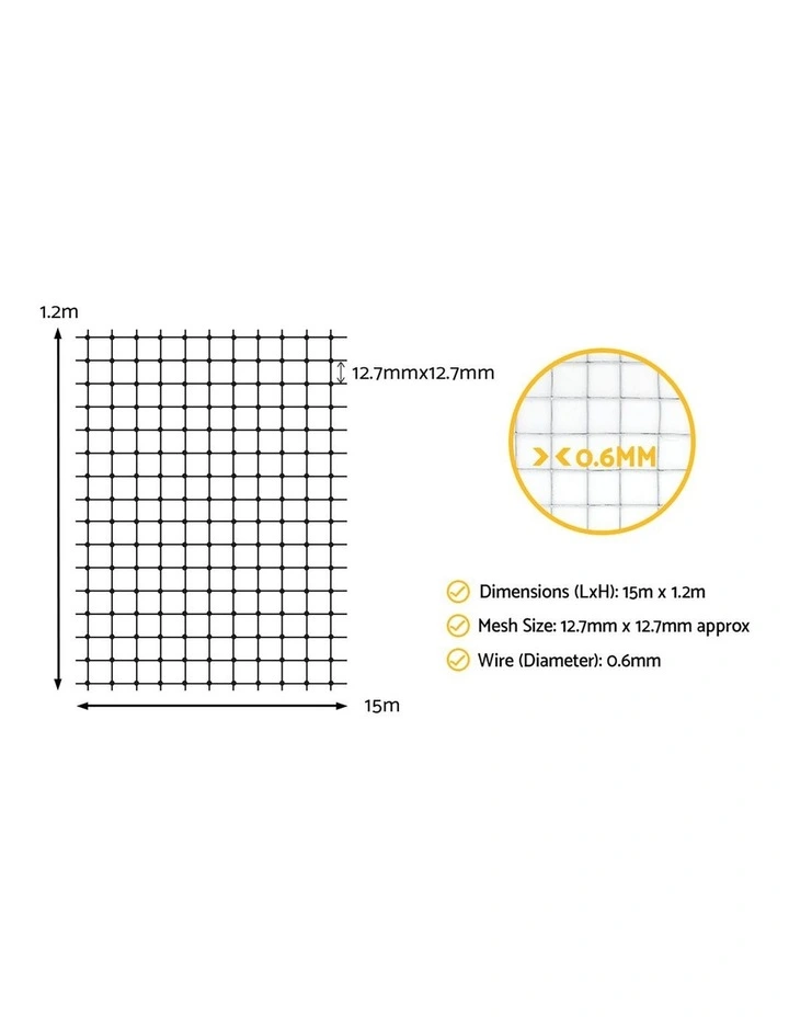 i.Pet Poultry Chicken Fence Pet Netting Wire Mesh Roll Duck Goose Coop 15Mx120CM image 4