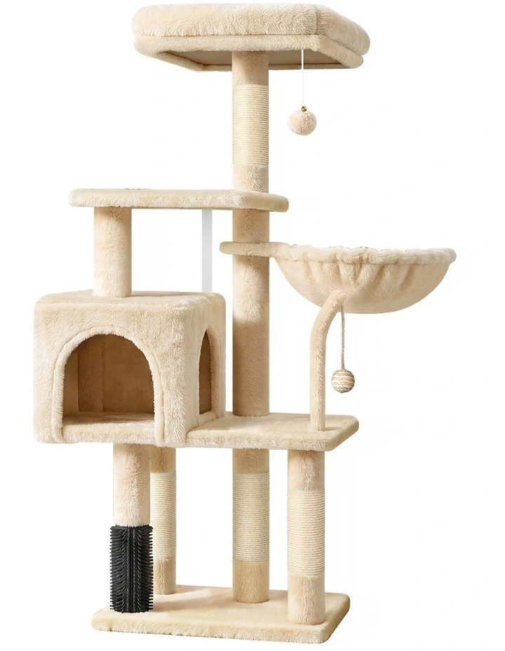 Cat Tree Tower 111cm Scratching Post House Furniture Beige image 1