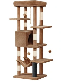 Cat Tree Tower 153cm Scratching Post Scratcher Light Brown