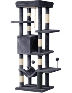 Cat Tree Tower 153cm Scratching Post Scratcher House Grey
