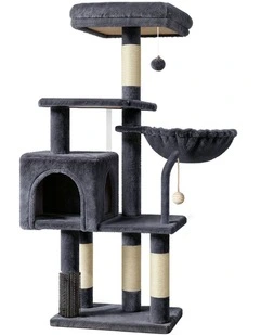 111cm Cat Tree Tower Scratching Post Condo House Grey