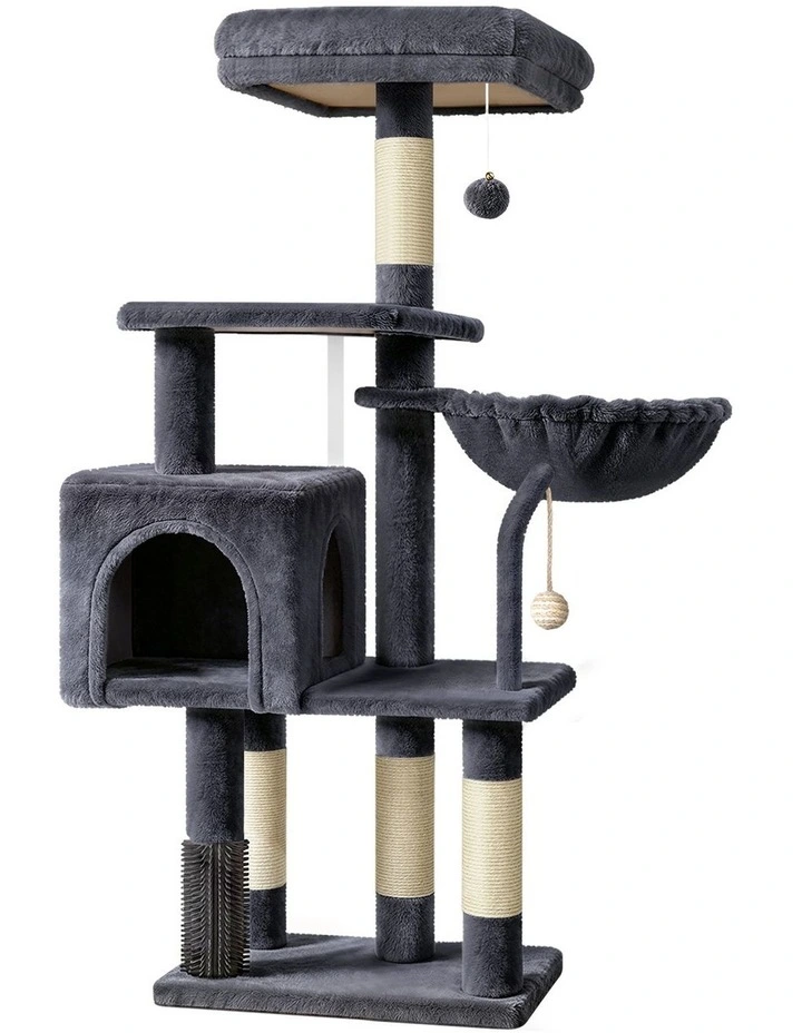 111cm Cat Tree Tower Scratching Post Condo House Grey image 1