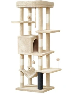 Cat Tree Tower Scratching Post Scratcher Condo 153cm Beige
