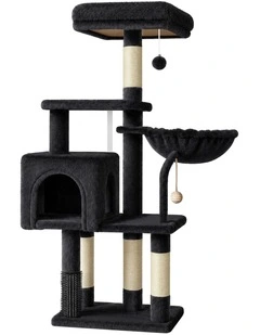 Cat Tree Tower 111cm Scratching Post Condo House Black