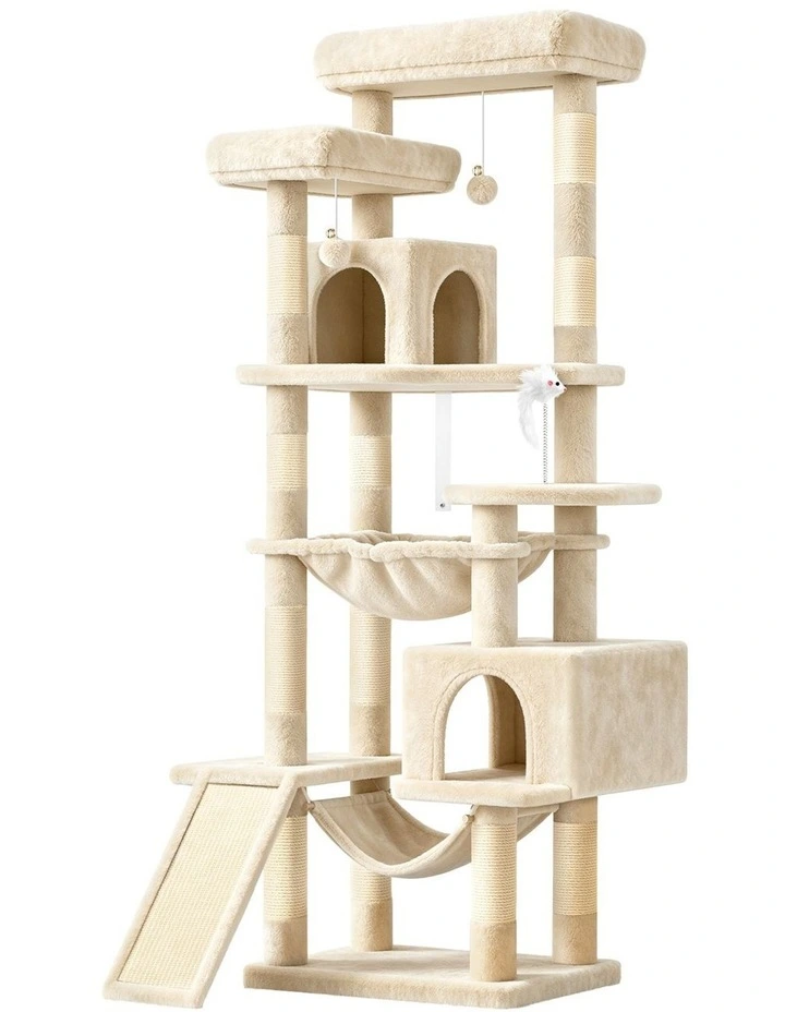 Cat Tree Scratcher Tower Scratching Post Condo Beige 180cm image 1