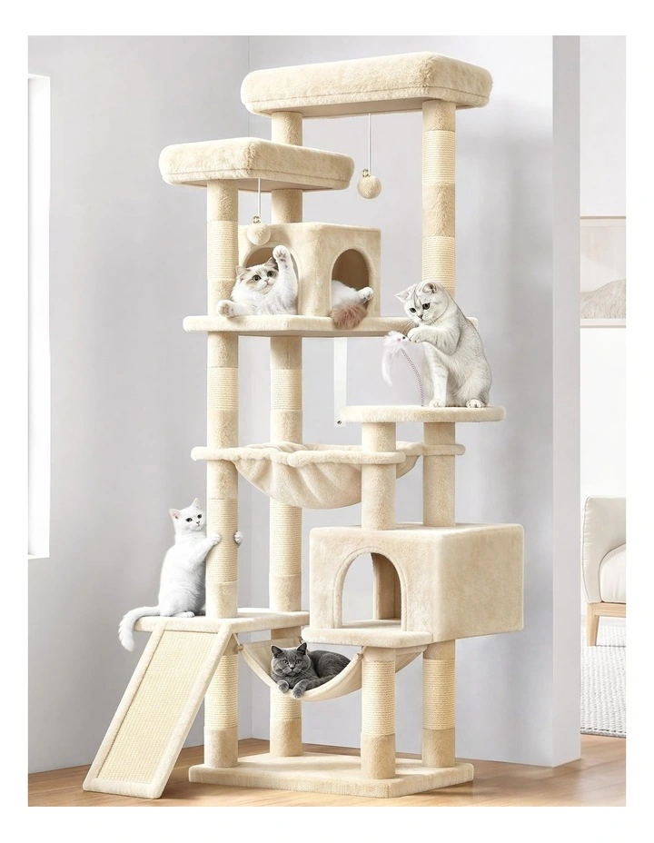 Cat Tree Scratcher Tower Scratching Post Condo Beige 180cm image 2