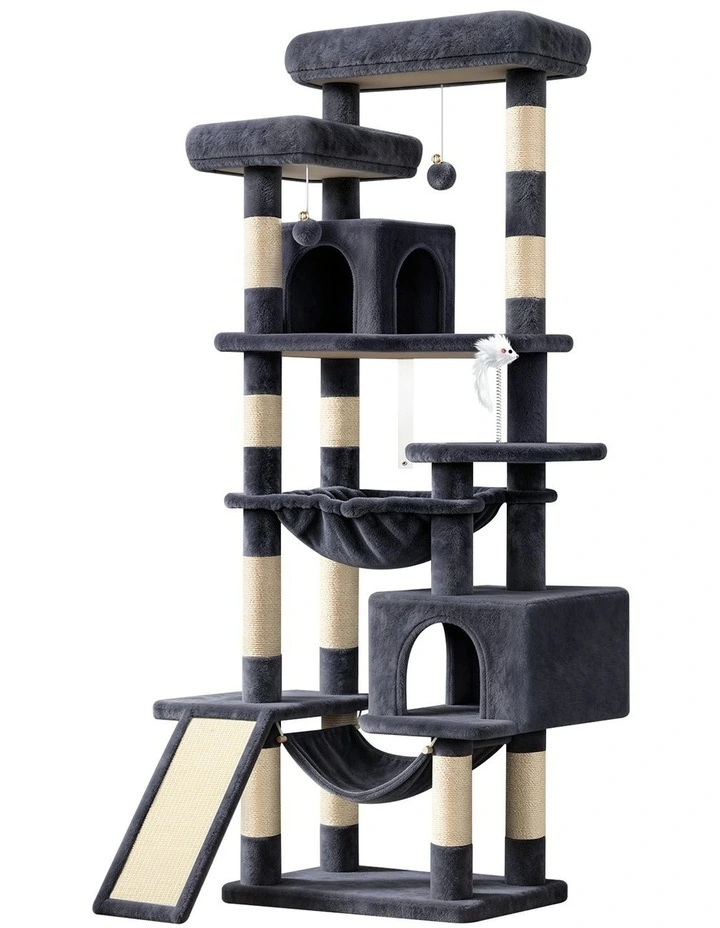 180cm Cat Tree Tower Scratching Post Condo House Grey image 1