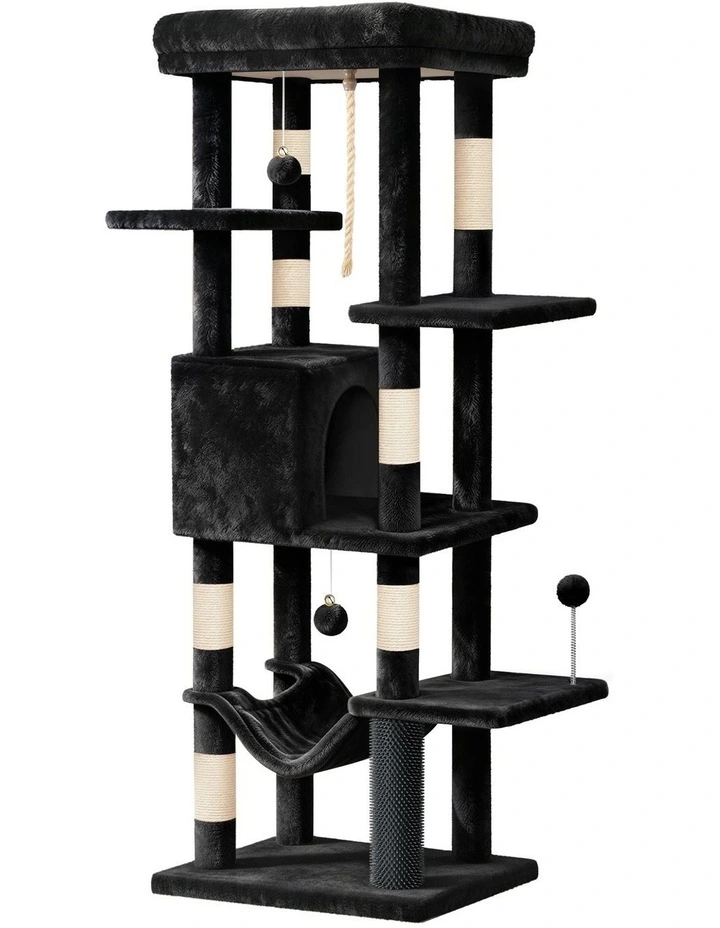 Cat Tree Scratching Tower Scratcher Furniture Black 153cm image 1