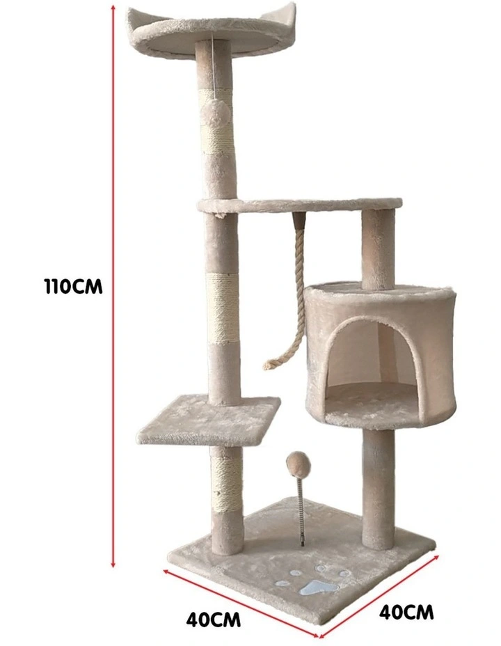 Furtastic 110cm Cat Tree Scratching Post - Beige image 5