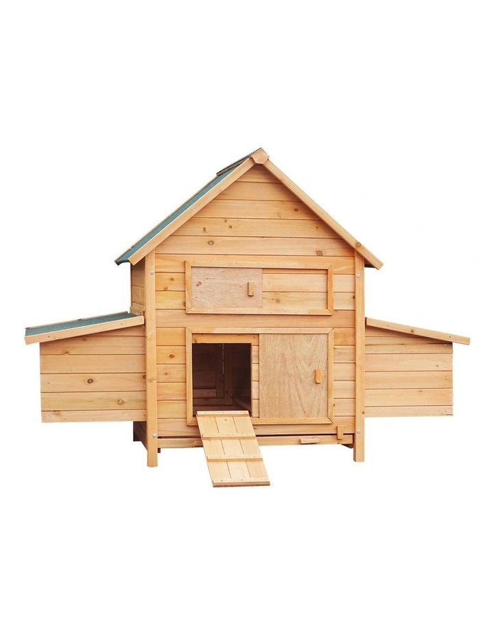 Furtastic Wooden Chicken Coop & Rabbit Hutch With Ramp Nesting Boxes image 1