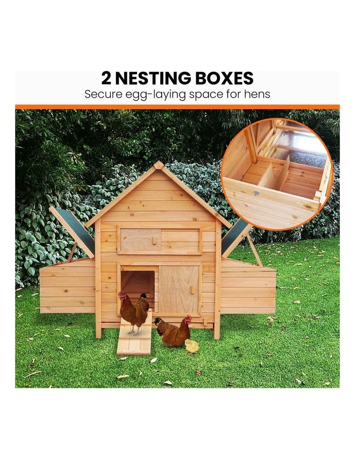 Furtastic Wooden Chicken Coop & Rabbit Hutch With Ramp Nesting Boxes image 6