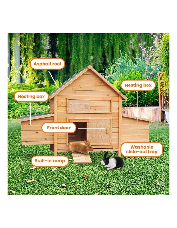 Furtastic Wooden Chicken Coop & Rabbit Hutch With Ramp Nesting Boxes image 7