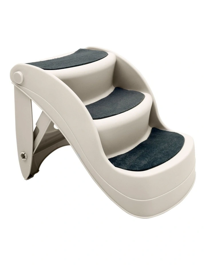 Furtastic 38cm Foldable Dog Cat Pet Stairs Ramp - White image 1