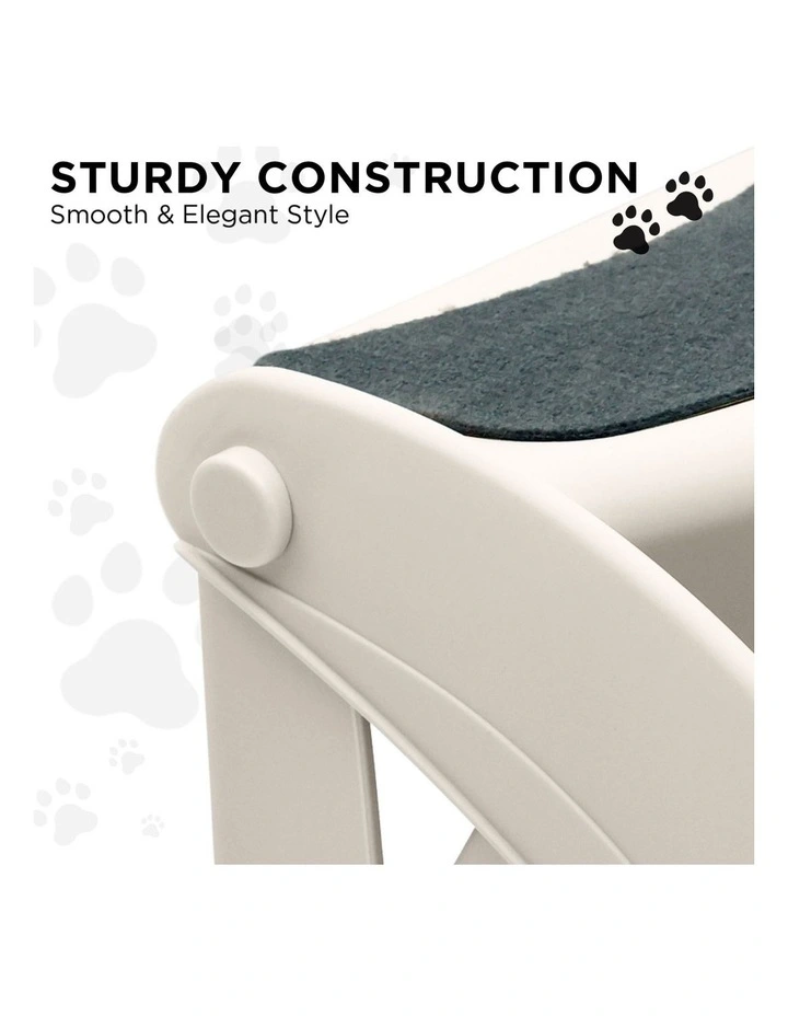 Furtastic 38cm Foldable Dog Cat Pet Stairs Ramp - White image 3