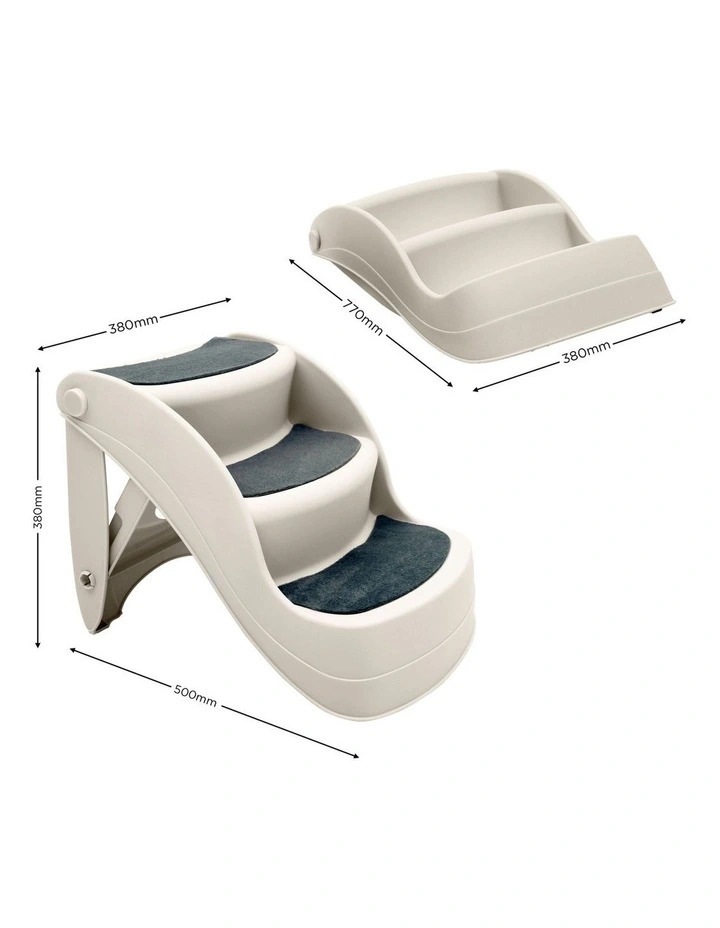 Furtastic 38cm Foldable Dog Cat Pet Stairs Ramp - White image 6