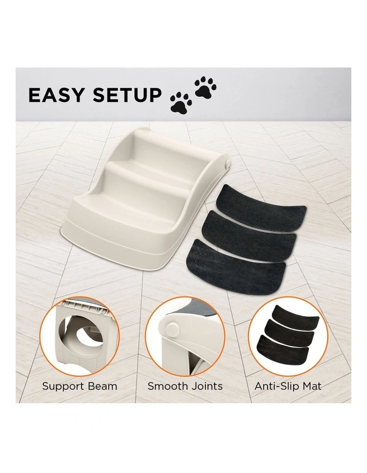Furtastic 38cm Foldable Dog Cat Pet Stairs Ramp - White image 7
