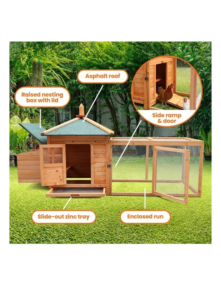 Furtastic Large Wooden Chicken Coop Rabbit Hutch Nesting Box Fir Wood image 4
