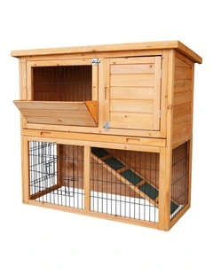 Furtastic 2-Storey Wooden Chicken Coop & Rabbit Hutch With Trough