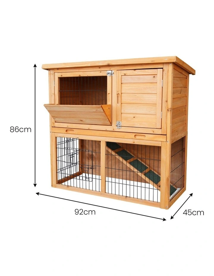 Furtastic 2-Storey Wooden Chicken Coop & Rabbit Hutch With Trough image 2