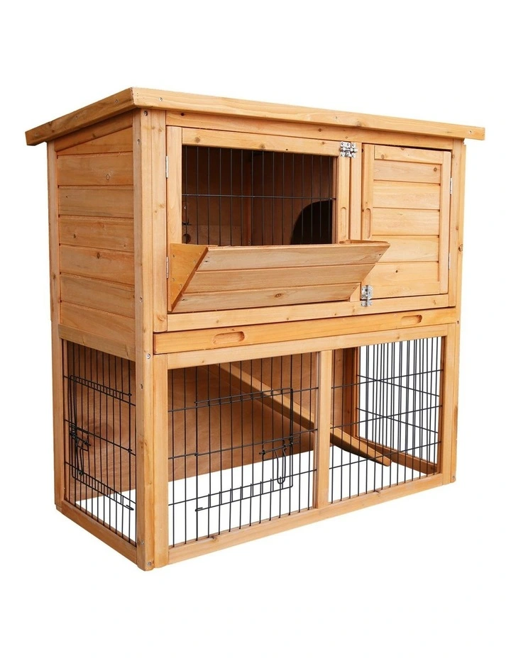 Furtastic 2-Storey Wooden Chicken Coop & Rabbit Hutch With Trough image 3