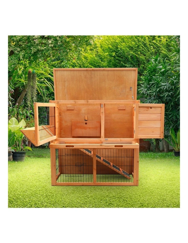 Furtastic 2-Storey Wooden Chicken Coop & Rabbit Hutch With Trough image 5