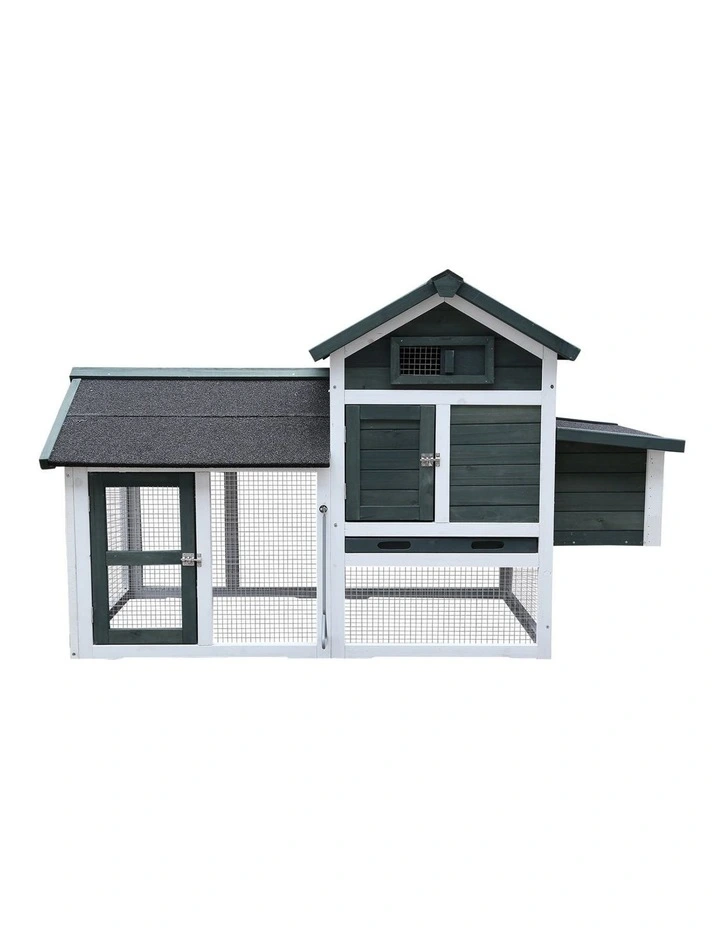 Furtastic Large Chicken Coop & Rabbit Hutch With Ramp - Green image 1