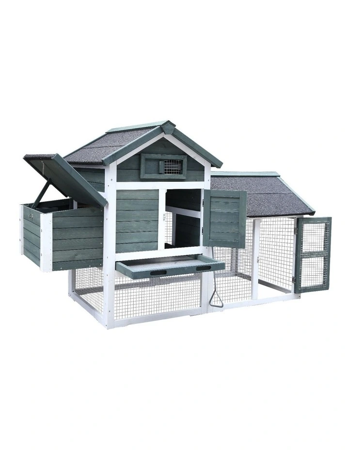 Furtastic Large Chicken Coop & Rabbit Hutch With Ramp - Green image 3