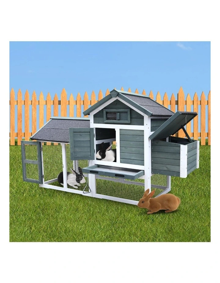 Furtastic Large Chicken Coop & Rabbit Hutch With Ramp - Green image 7