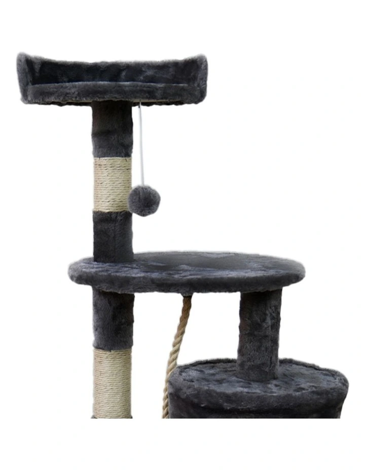 Furtastic 110cm Cat Tree Scratching Post Tower - Dark Grey Plush Activity Centre image 3