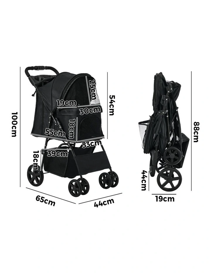 Alopet Pet Stroller Pram Dog Cat Carrier Cage Travel Pushchair Storage Foldable image 3