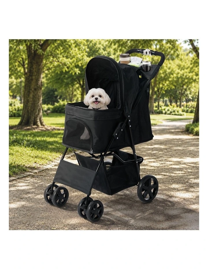 Alopet Pet Stroller Pram Dog Cat Carrier Cage Travel Pushchair Storage Foldable image 4
