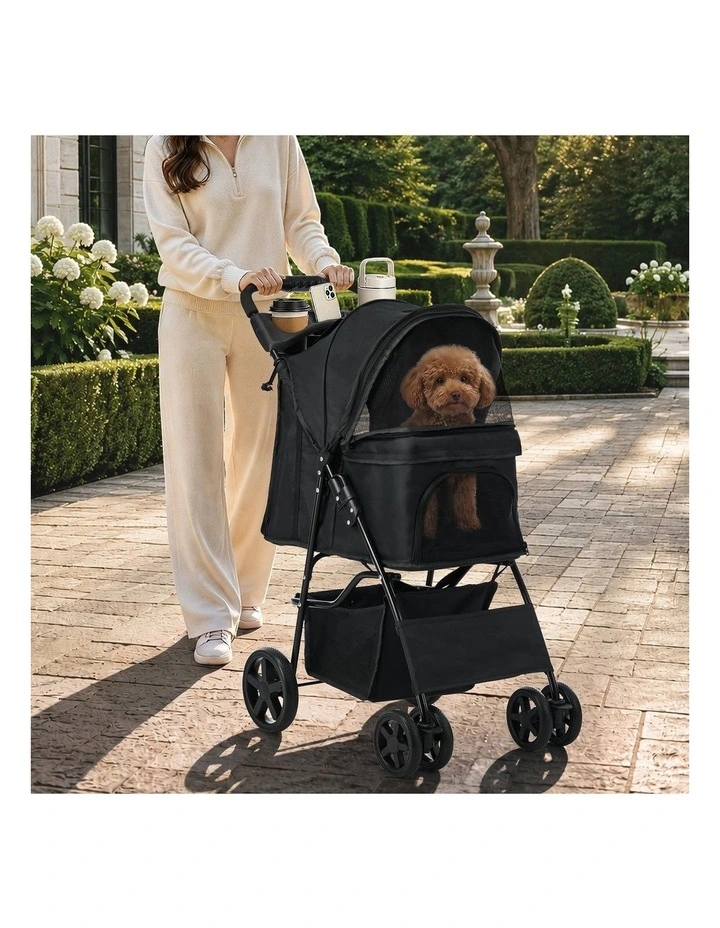 Alopet Pet Stroller Pram Dog Cat Carrier Cage Travel Pushchair Storage Foldable image 5