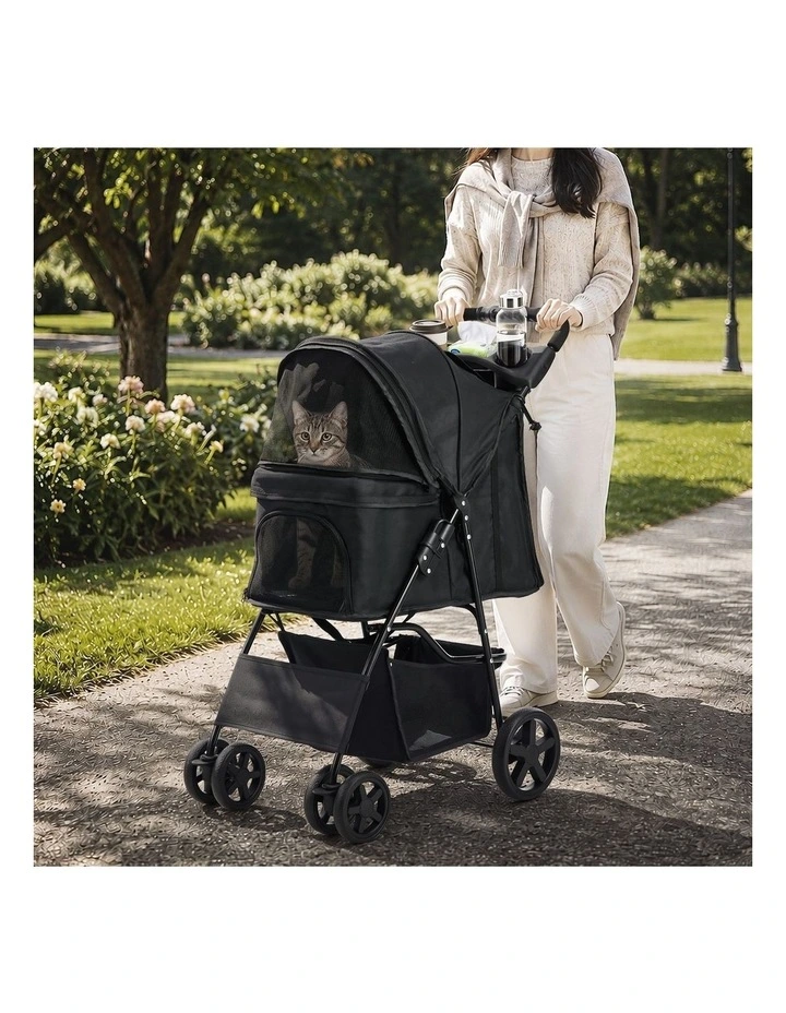 Alopet Pet Stroller Pram Dog Cat Carrier Cage Travel Pushchair Storage Foldable image 7