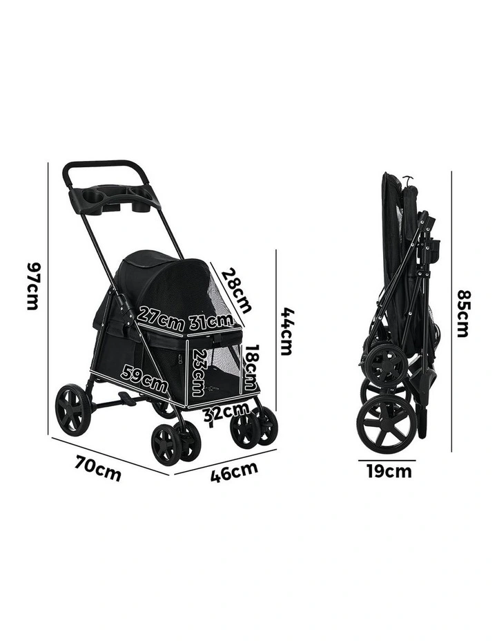 Alopet Pet Stroller for Small Medium Dogs & Cats Travel Foldable Lockable Wheels image 3