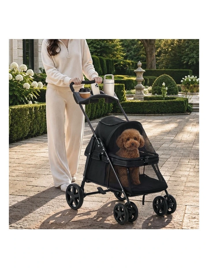 Alopet Pet Stroller for Small Medium Dogs & Cats Travel Foldable Lockable Wheels image 5