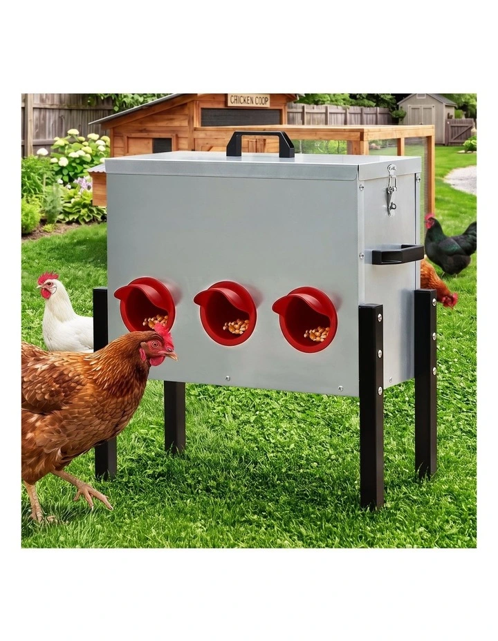 Alopet 30 Lbs Galvanized Chicken Feeder Trough with Legs Plastic Dividers image 4