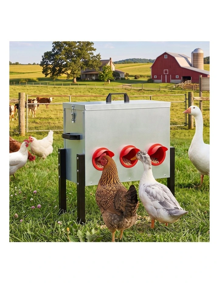 Alopet 30 Lbs Galvanized Chicken Feeder Trough with Legs Plastic Dividers image 7