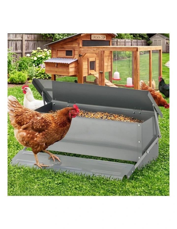 Alopet Automatic Chicken Food Feeder Galvanized Treadle Self Opening Feed 10kg image 4