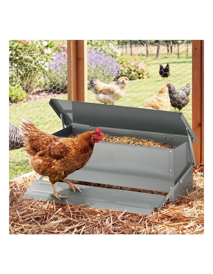 Alopet Automatic Chicken Food Feeder Galvanized Treadle Self Opening Feed 10kg image 5