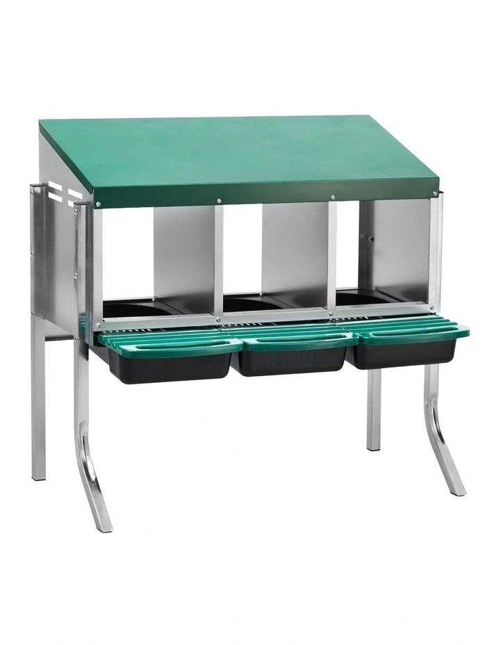 Alopet 3 Holes Chicken Nesting Box Roll Away Hen Chook Laying Boxes with Stand image 1