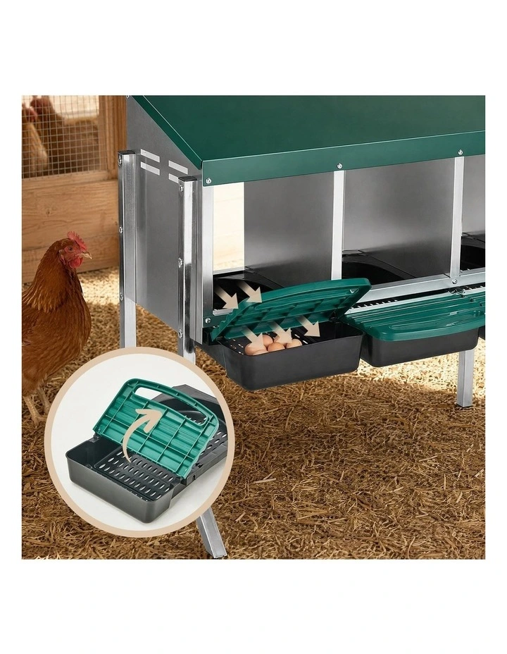 Alopet 3 Holes Chicken Nesting Box Roll Away Hen Chook Laying Boxes with Stand image 6