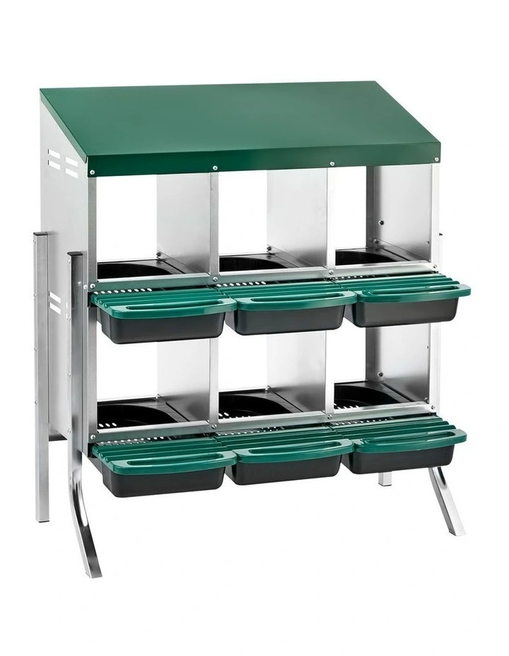 Alopet 6 Holes Chicken Nesting Box Roll Away Hen Chook Laying Boxes with Stand image 1