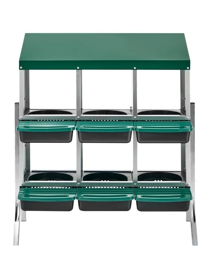Alopet 6 Holes Chicken Nesting Box Roll Away Hen Chook Laying Boxes with Stand image 2